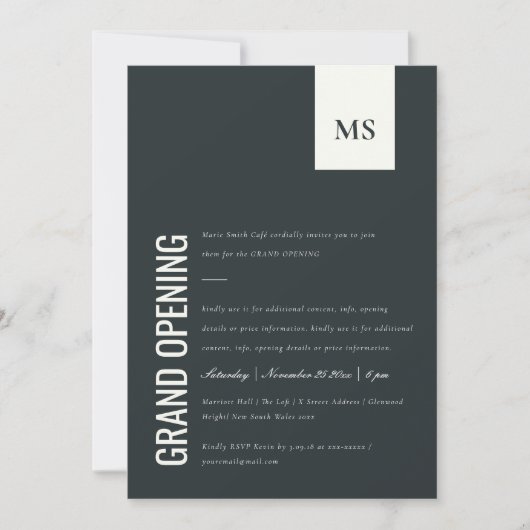 Invitation d'ouverture de Monogramme d'entreprise (Devant)