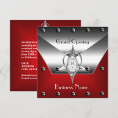 Invitation d'ouverture d'entreprise rouge diamant  (Devant / Derrière)