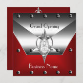 Invitation d'ouverture d'entreprise rouge Silver D (Devant / Derrière)