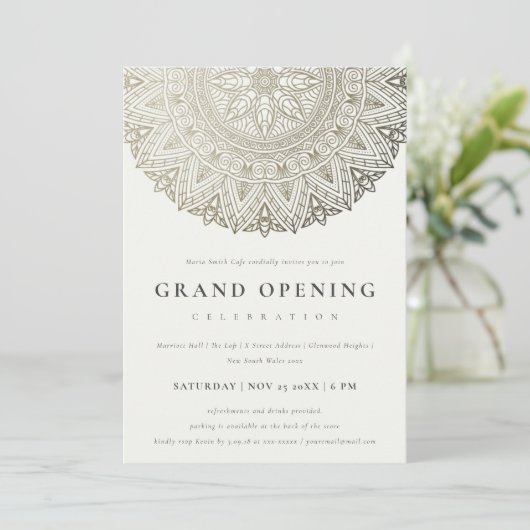 Invitation d'ouverture du Mandala Classy Argent (Debout devant)