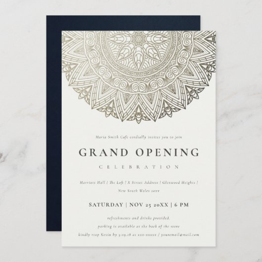 Invitation d'ouverture du Mandala Classy Argent (Devant / Derrière)