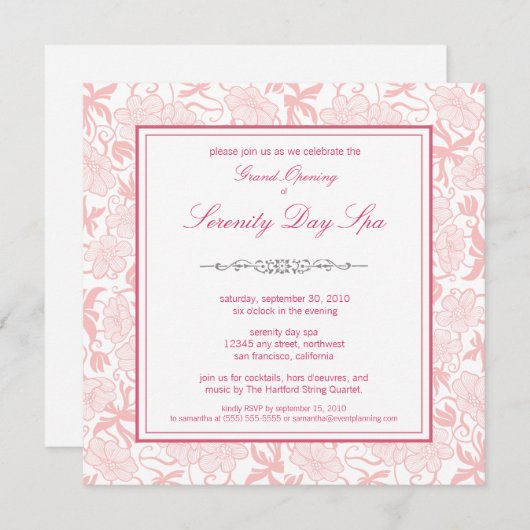 Invitation d'ouverture florale (rose) (Devant / Derrière)