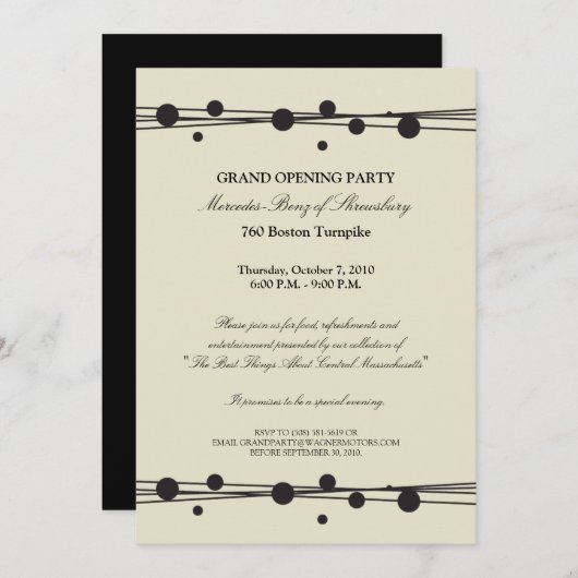 Invitation d'ouverture Mercedes-Benz (Devant / Derrière)