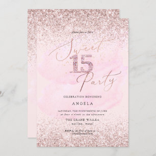 Invitation Doux 15 Parties scintillant Diamant Rose Aquarelle