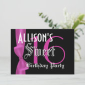 Invitation Doux 16 Anniversaire Faux Fuchsia Bow rose (Debout devant)