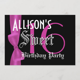 Invitation Doux 16 Anniversaire Faux Fuchsia Bow rose