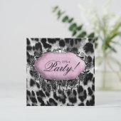 Invitation Doux 16 Anniversaire Fête Cute Leopard Pink Wild (Debout devant)