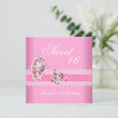 Invitation Doux 16 Anniversaire rose rose rose rose rose (Debout devant)