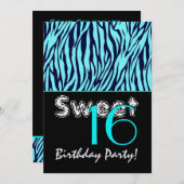 Invitation Doux 16 Anniversaire Zebra Stripes Midnight Blue A (Devant / Derrière)