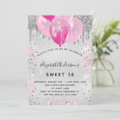 Invitation Doux 16 ans argent rose parties scintillant poussi (Debout devant)