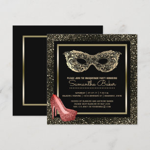 Invitation Doux 16 Balle Masquerade Sweet sixteen d'or rose