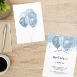 Invitation Doux 16 ballons bleu blanc gouttes de parties scin<br><div class="desc">Un arrière - plan blanc. Décoré avec des gouttes de parties scintillant bleu clair,  l'apparence de la peinture goutte à goutte et des ballons. Personnalisez et un nom et des détails du parti.</div>