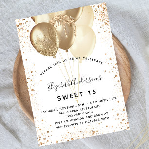 Invitation Doux 16 ballons de parties scintillant en or blanc
