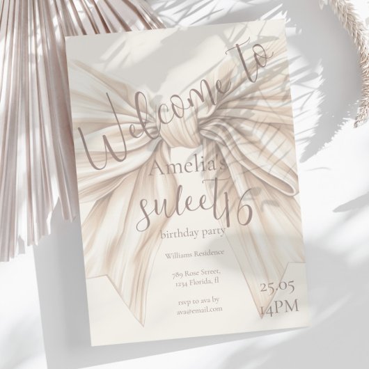 Invitation Doux 16 Bow Beige Aquarelle