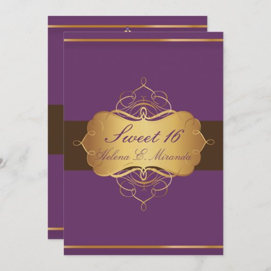 Invitation Doux 16/ chocolat prune/ tiara (Devant / Derrière)