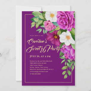 Invitation Doux 16 coloré Floral Aquarelle violet