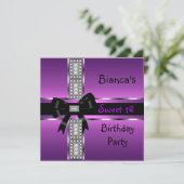 Invitation Doux 16 Diamants noirs en argent rose violet (Debout devant)