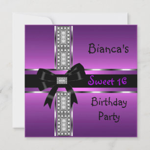 Invitation Doux 16 Diamants noirs en argent rose violet
