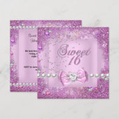 Invitation Doux 16 Douce Seize Jolie Perle Rose (Devant / Derrière)