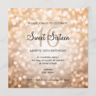 Invitation Doux 16 feux de Parties scintillant en cuivre de f