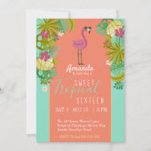 Invitation Doux 16 Flamant rose d'anniversaire Luau Palm Tree (Devant)