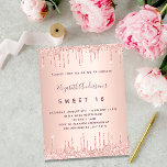 Invitation Doux 16 gouttes d'or rose rose 16e anniversaire<br><div class="desc">Une invitation moderne, élégante et glamour pour une soirée Sweet 16, 16e anniversaire de fille. Un arrière - plan en or rose avec des gouttes, peindre l'aspect goutte à goutte. Le nom est écrit avec un rose moderne de couleur or foncé à la main écriture style. Personnalisez et ajoutez les...</div>