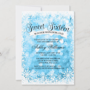 Invitation Doux 16 Hiver Wonderland Bleu Parties scintillant 