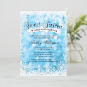 Invitation Doux 16 Hiver Wonderland Bleu Parties scintillant (Debout devant)