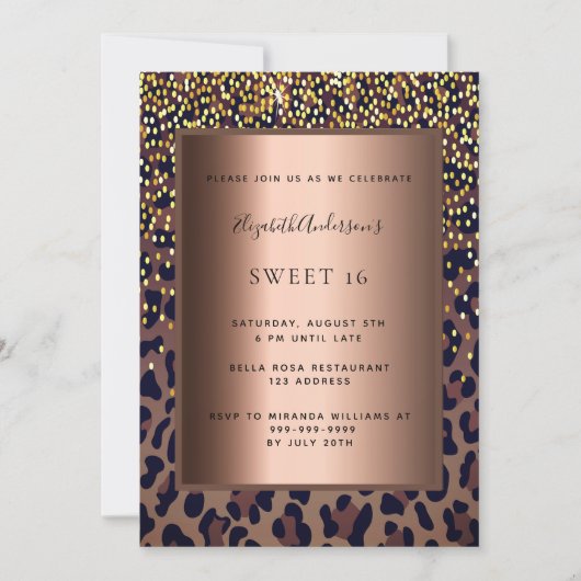 Invitation Doux 16 léopard motif bronze (Devant)