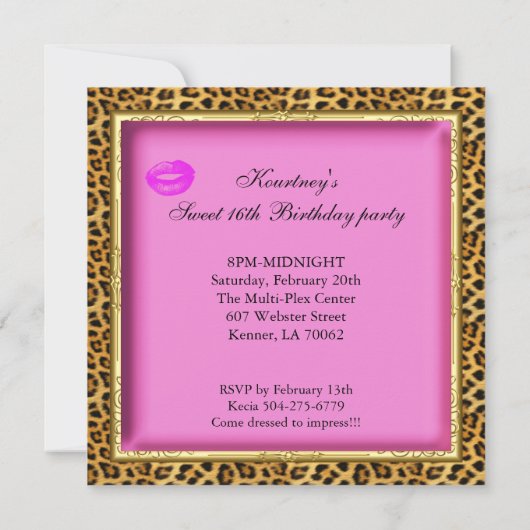 Invitation Doux 16 lèvres rose Leopard Or (Dos)