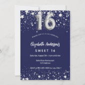 Invitation doux 16 marine bleu argent étoiles luxe (Devant)