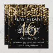 Invitation Doux 16 Parties "Enregistrer La Date" Gold String  (Devant / Derrière)