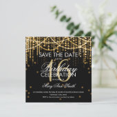 Invitation Doux 16 Parties "Enregistrer La Date" Gold String  (Debout devant)