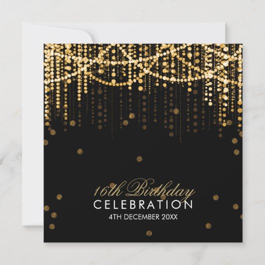 Invitation Doux 16 Parties "Enregistrer La Date" Gold String  (Dos)