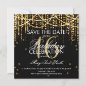 Invitation Doux 16 Parties "Enregistrer La Date" Gold String  (Devant)