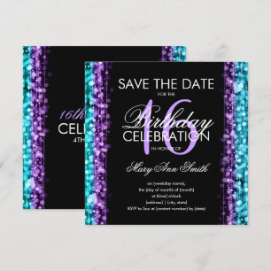 Invitation Doux 16 Parties Sauvegardez La Date Éclatez Violet