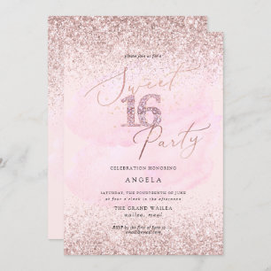 Invitation Doux 16 Parties scintillant Diamant rose Aquarelle