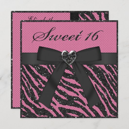 Invitation Doux 16 Parties scintillant en forme de zèbre, bij (Devant / Derrière)