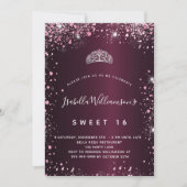 Invitation Doux 16 parties scintillant rose bordeaux tiara (Devant)