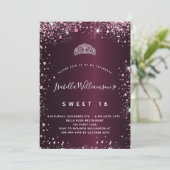 Invitation Doux 16 parties scintillant rose bordeaux tiara (Debout devant)