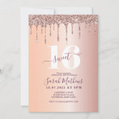 Invitation Doux 16 Parties scintillant Rose Gold Birthday (Devant)