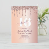 Invitation Doux 16 Parties scintillant Rose Gold Birthday (Debout devant)
