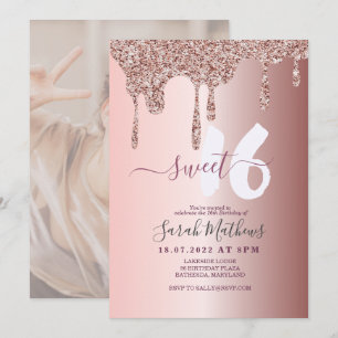 Invitation Doux 16 Parties scintillant Rose Gold Birthday