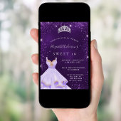 Invitation Doux 16 parties scintillant violet robe de poussiè