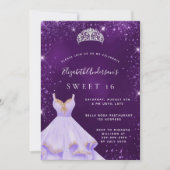 Invitation Doux 16 parties scintillant violet robe de poussiè (Devant)