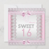 Invitation Doux 16 Perles Blanches Plutôt Rose Lace Bow (Devant)