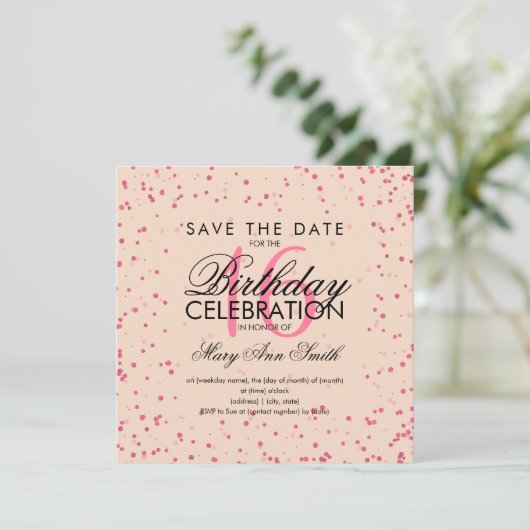 Invitation Doux 16 points de Parties scintillant Rose Gold Bl (Debout devant)