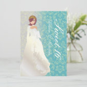 Invitation Doux 16/ princesse + damas turquoise (Debout devant)