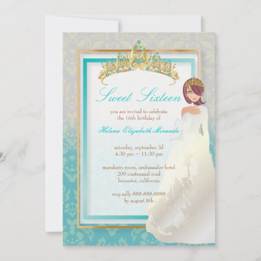 Invitation Doux 16/ princesse + damas turquoise (Dos)
