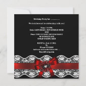 Invitation Doux 16 Rouge Dentelle Argent Noir Léopard Anniver (Dos)